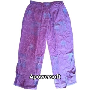 Purple Batik Print Cropped Pants